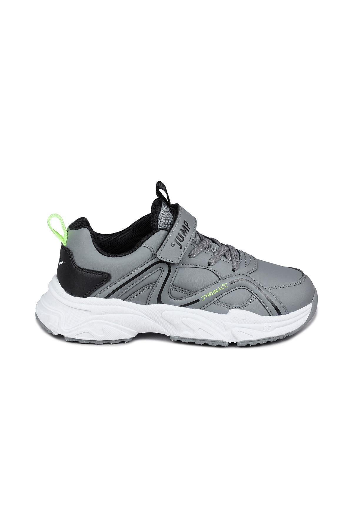 29603 Cırtlı Açık Gri - Siyah Üniseks Çocuk Sneaker Günlük Spor Ayakkabı
