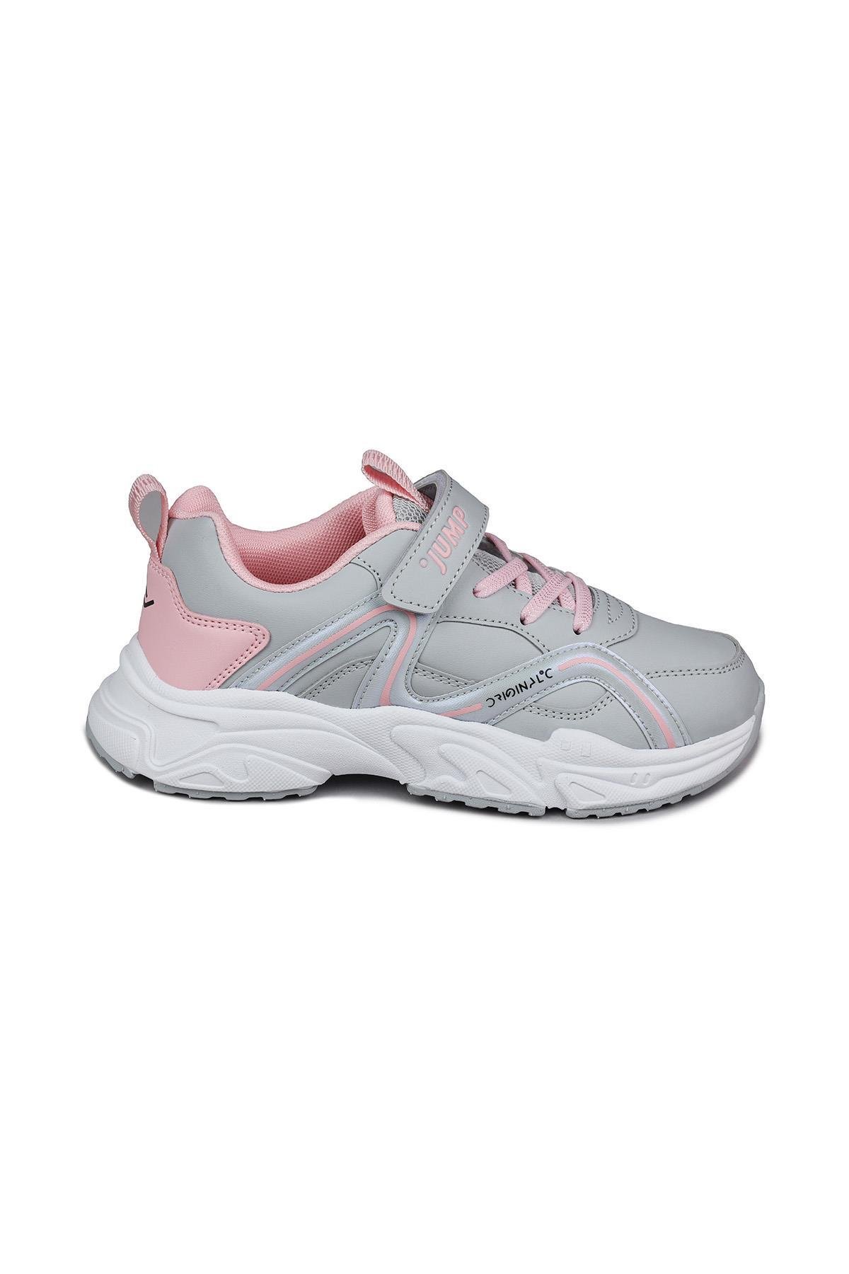 29603 Cırtlı Gri - Pembe Kız Çocuk Sneaker Günlük Spor Ayakkabı