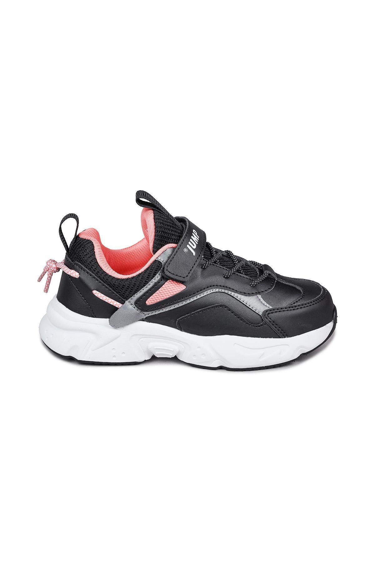 29605 Cırtlı Siyah - Somon Pembe Kız Çocuk Sneaker Günlük Spor Ayakkabı