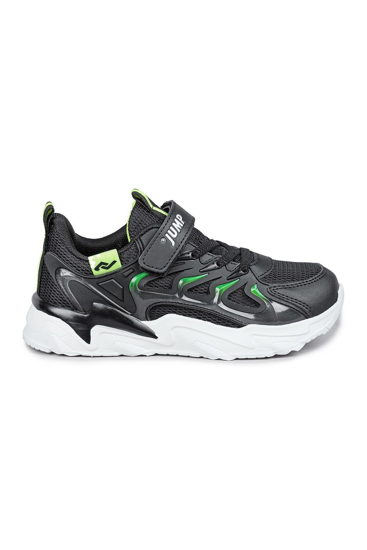 30054 Siyah - Neon Yeşil Üniseks Çocuk Sneaker Günlük Spor Ayakkabı
