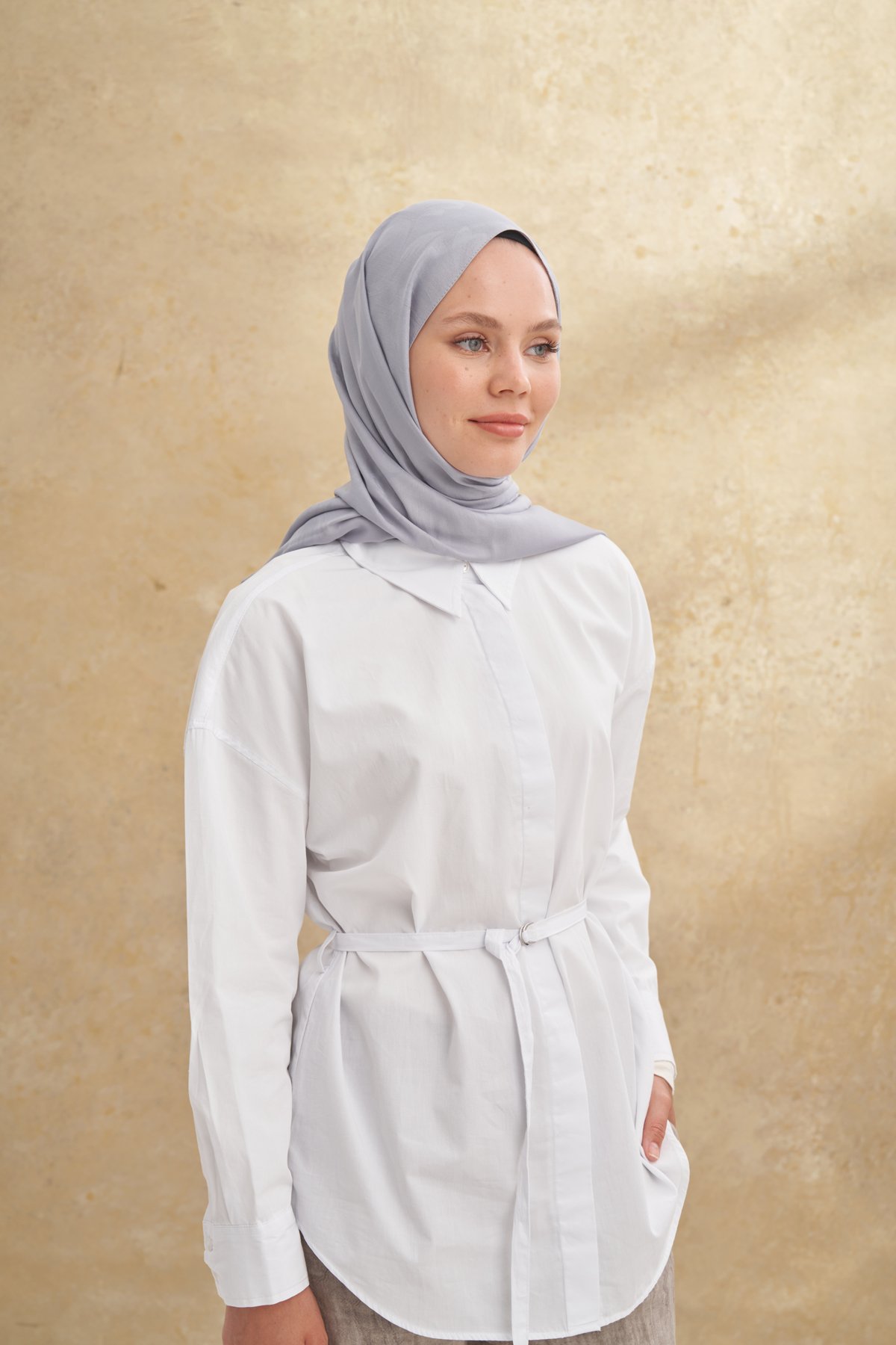 BAMBU BAROQ DESEN ŞAL - GRİ