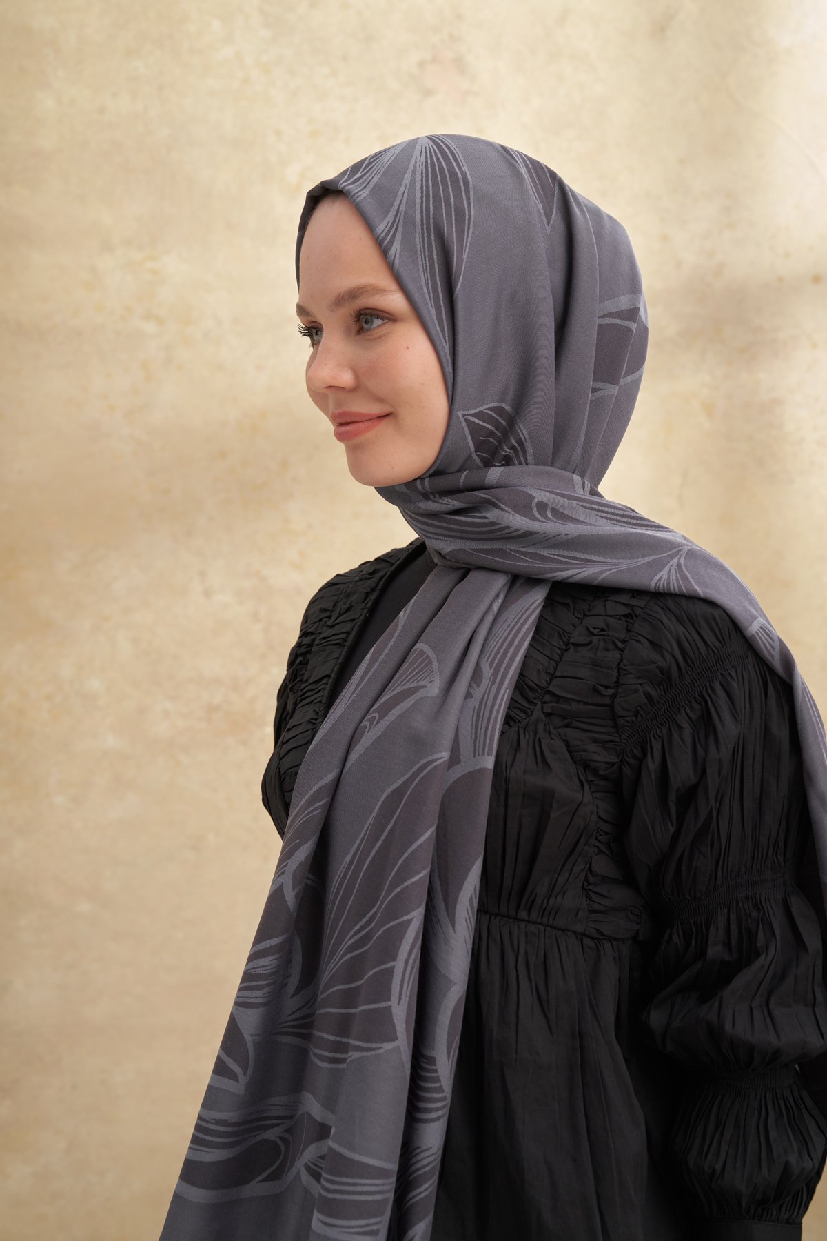 BAMBU FELORE DESEN ŞAL - FÜME