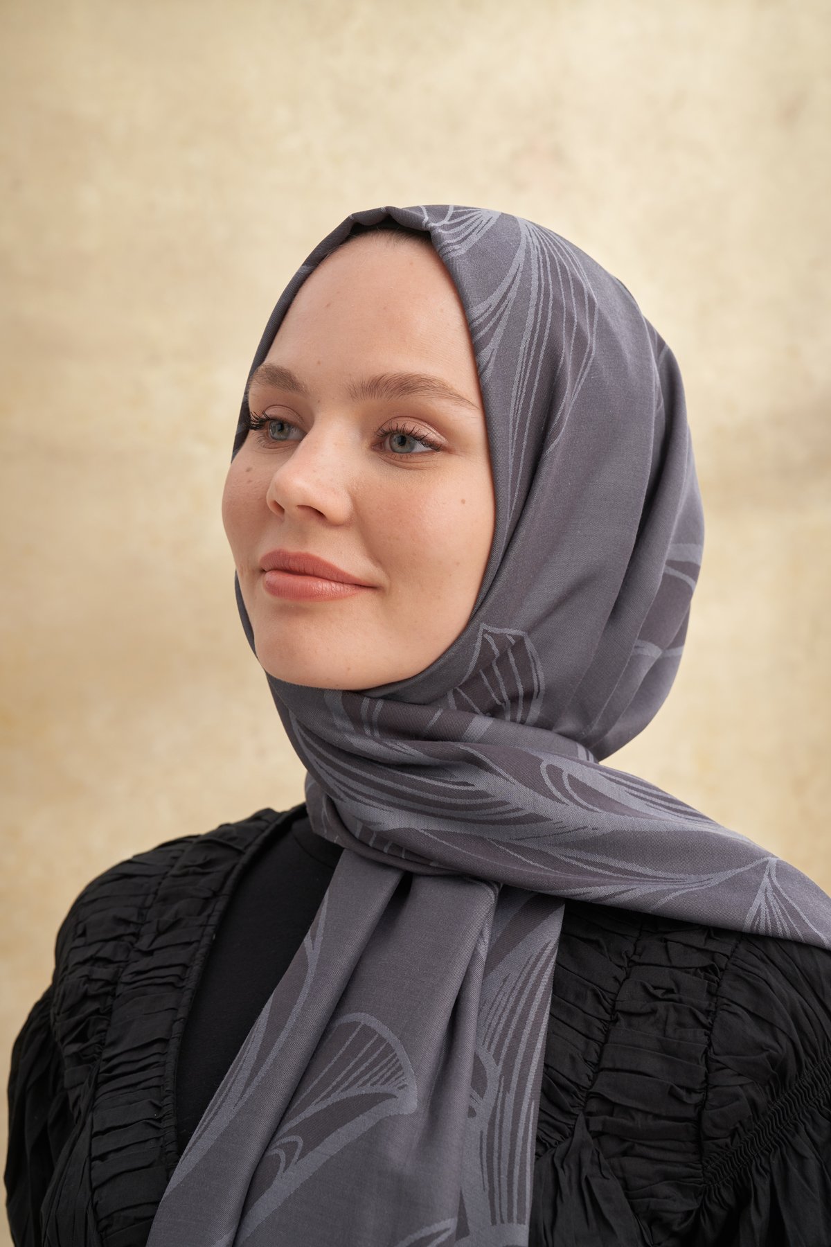 BAMBU FELORE DESEN ŞAL - FÜME