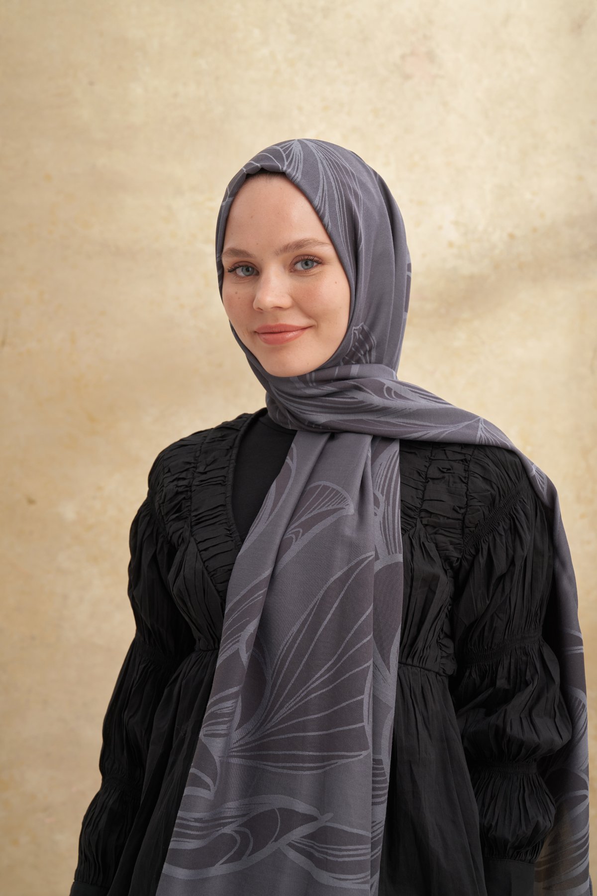 BAMBU FELORE DESEN ŞAL - FÜME