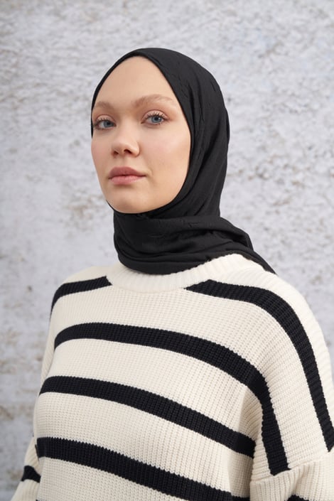 BAMBU KRAŞ DESEN ŞAL - SİYAH