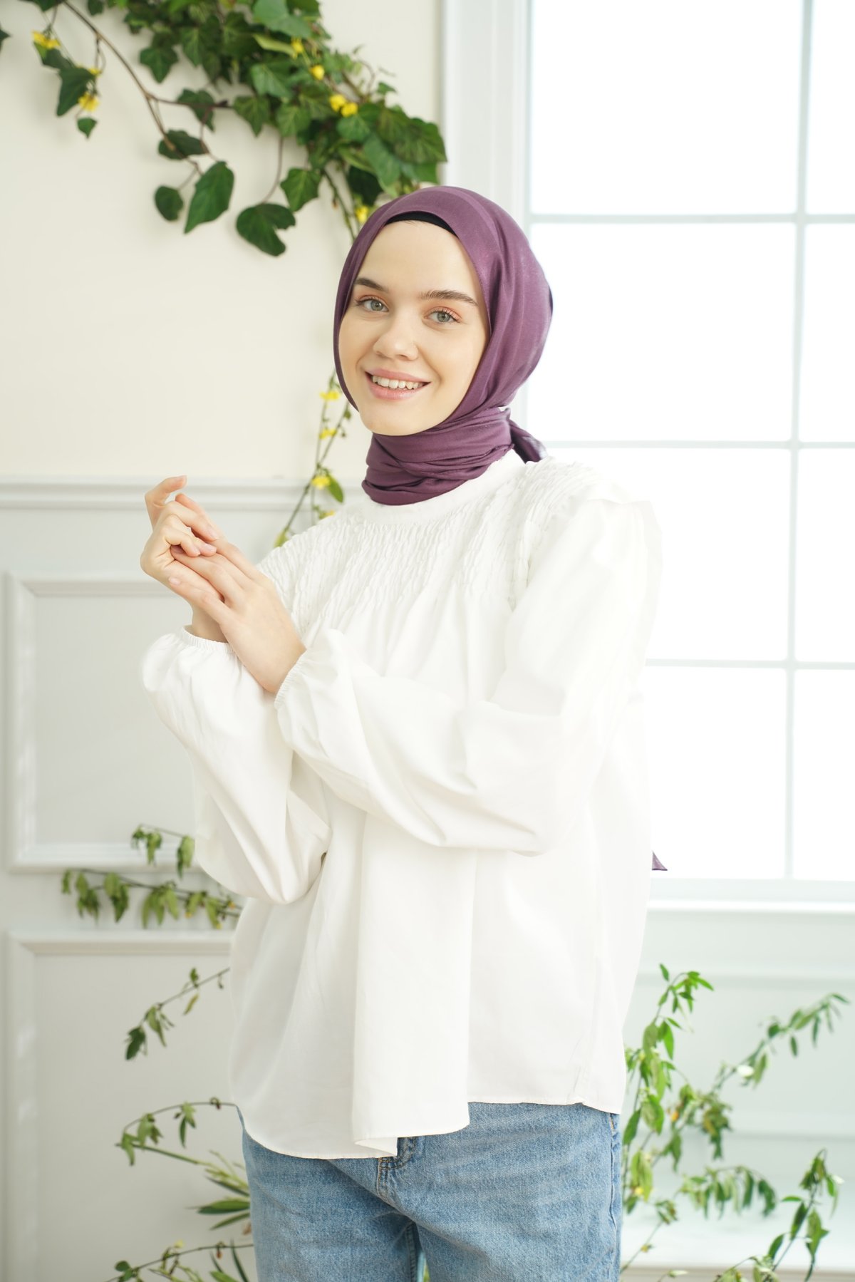 ÇERÇEVELİ DÜZ DESEN ŞAL - MÜRDÜM