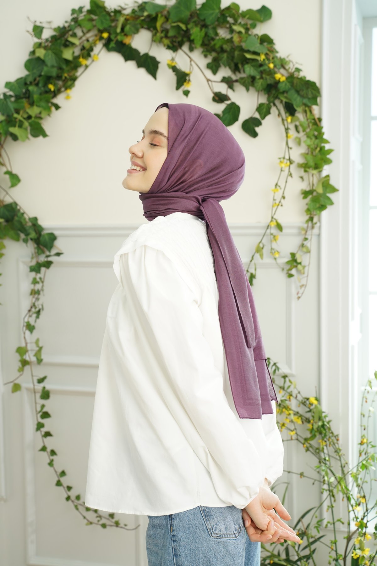 ÇERÇEVELİ DÜZ DESEN ŞAL - MÜRDÜM