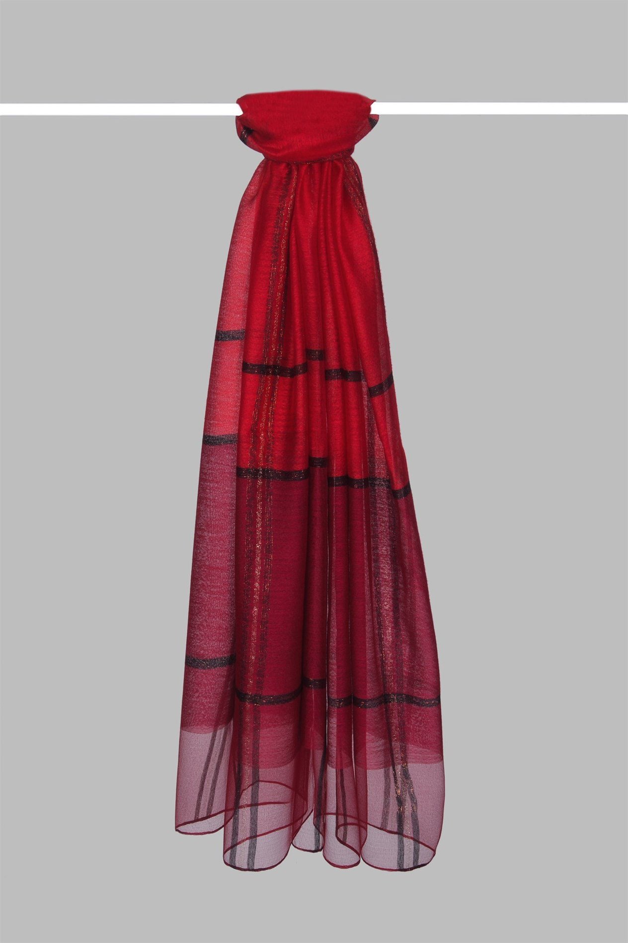ÇİFT RENKLİ EKOSE ŞAL - BORDO