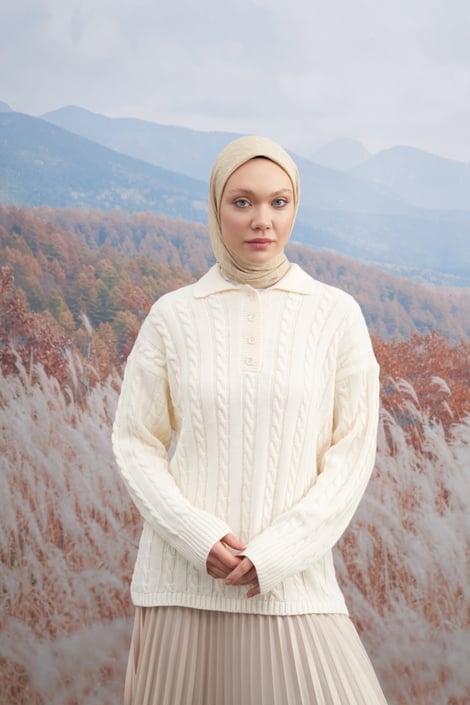 COTTON MONOGRAM EŞARP - AÇIK BEJ