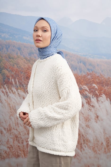 COTTON MONOGRAM EŞARP - KOT MAVİSİ