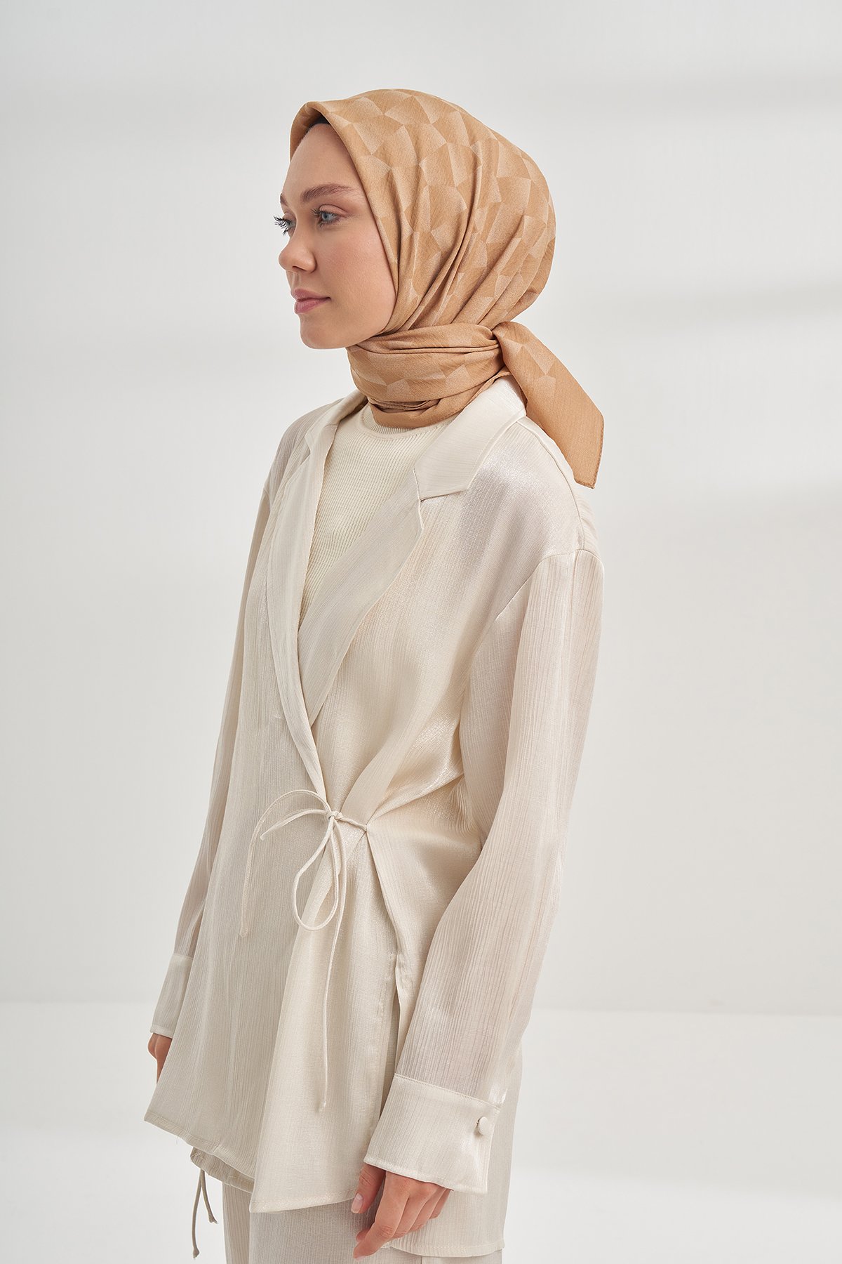 COTTON MONOGRAM GEOMETRİK DESEN EŞARP - DORE