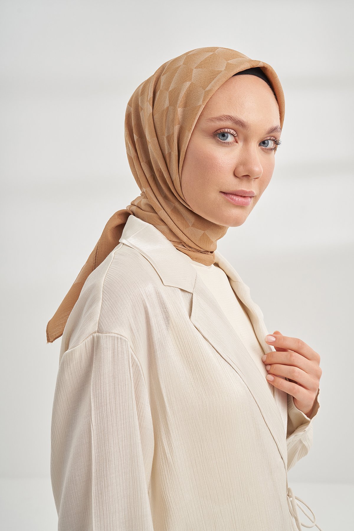 COTTON MONOGRAM GEOMETRİK DESEN EŞARP - DORE