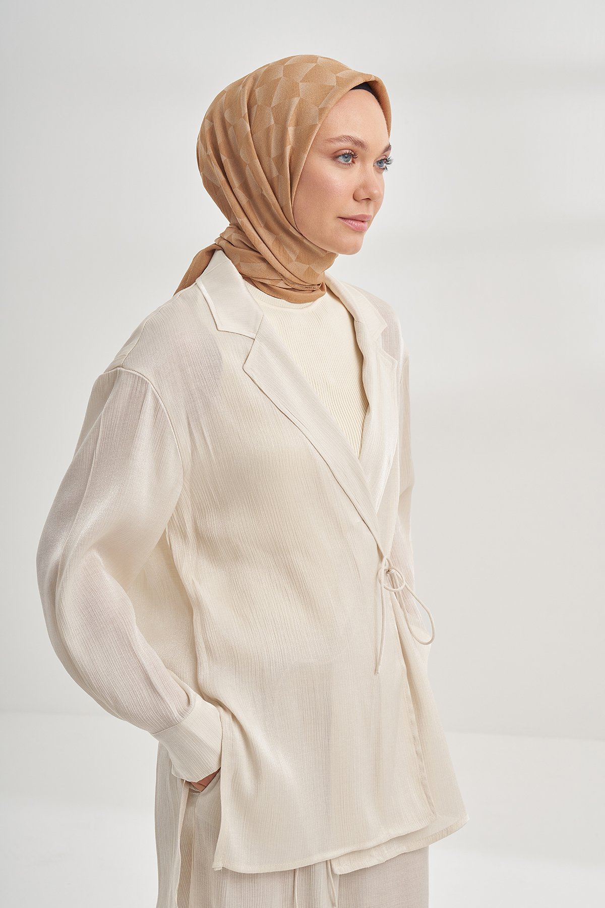 COTTON MONOGRAM GEOMETRİK DESEN EŞARP - DORE