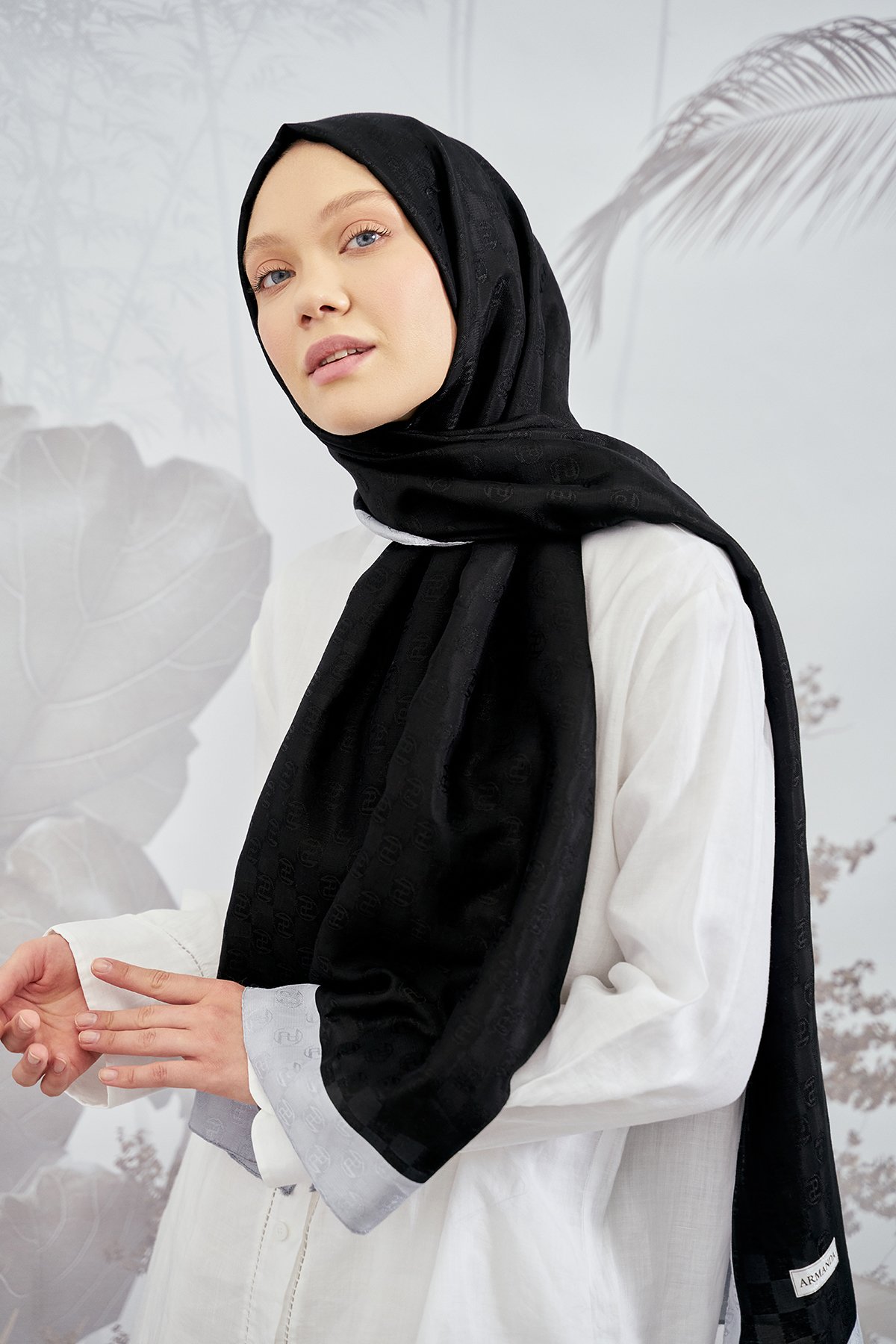 DAMA MONOGRAM ŞAL - SİYAH - GRİ