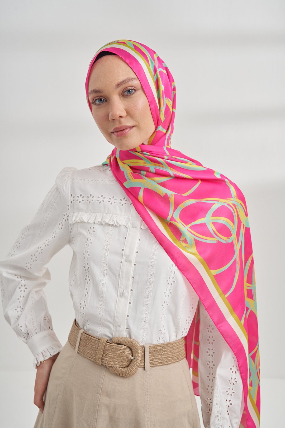 ETHNIC VUAL CIRCLE DESEN ŞAL - FUŞYA