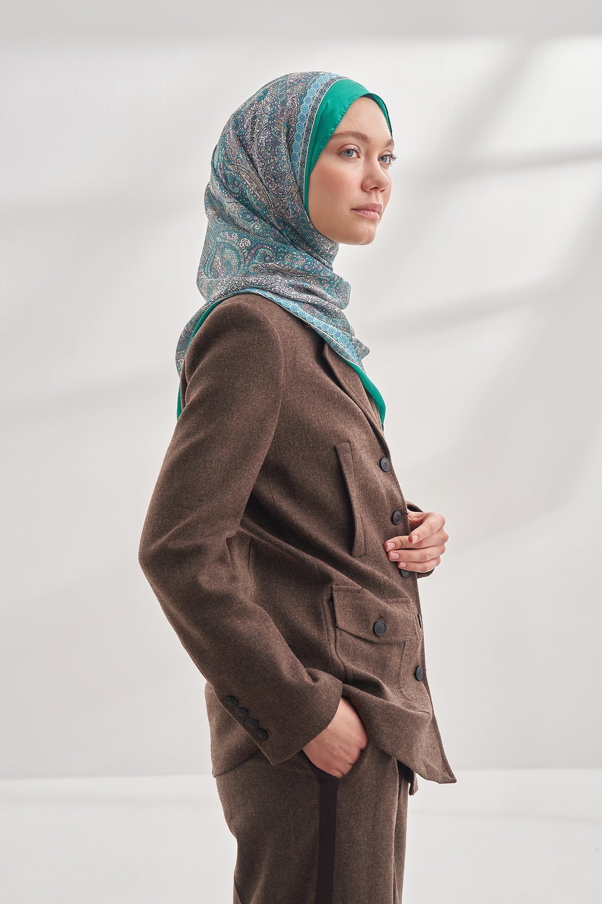 ETHNIC VUAL VINTAGE DESEN ŞAL - BENETTON YEŞİLİ
