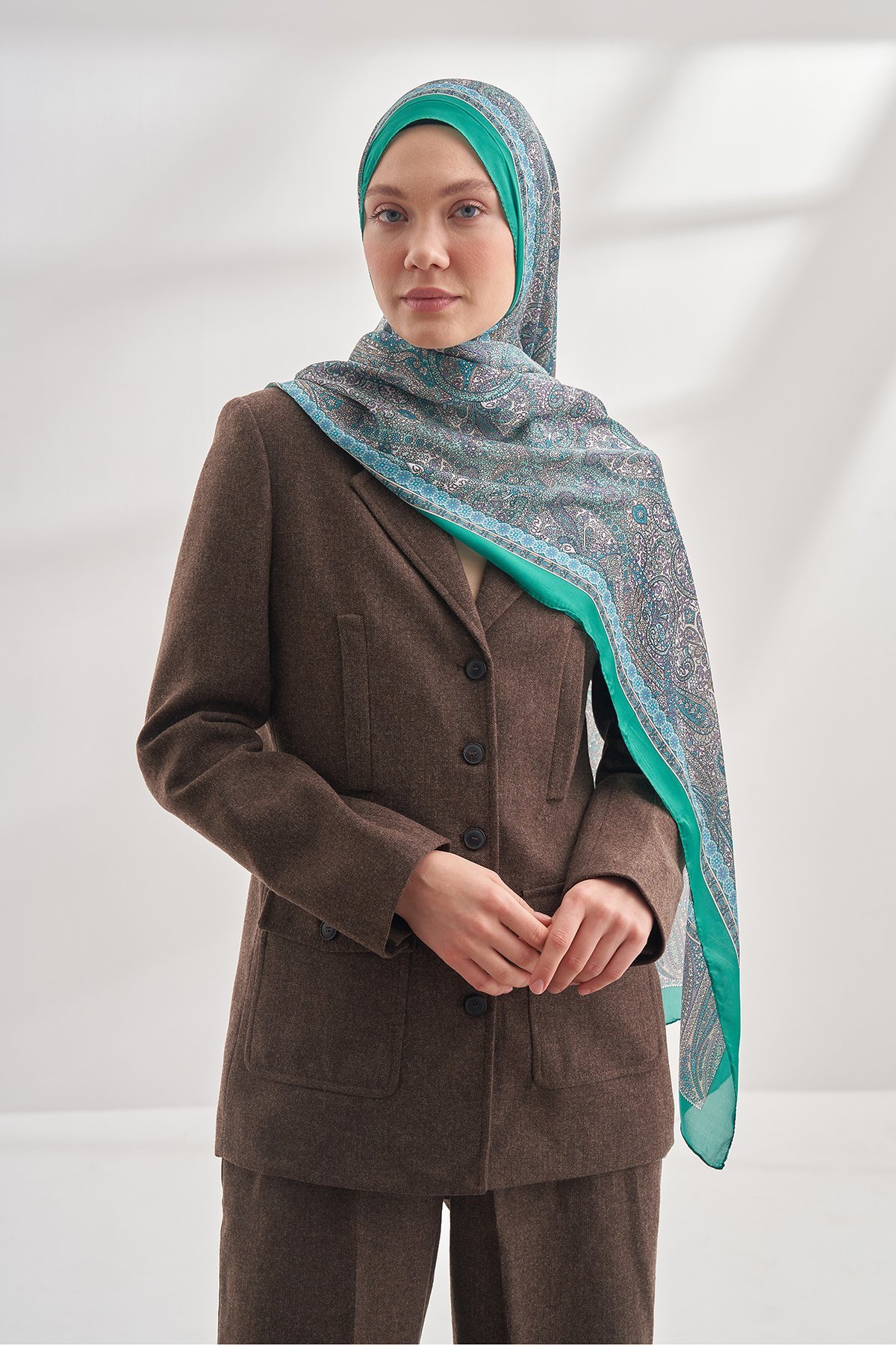 ETHNIC VUAL VINTAGE DESEN ŞAL - BENETTON YEŞİLİ