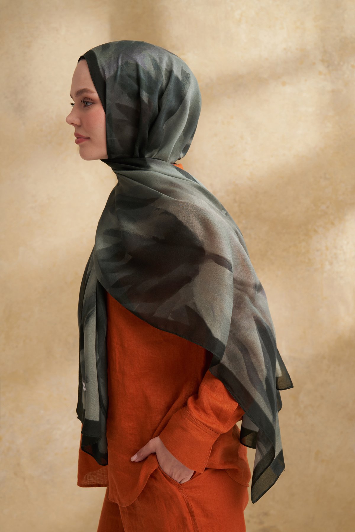 İPEK MODAL DARCY DESEN ŞAL - KETEN YEŞİLİ