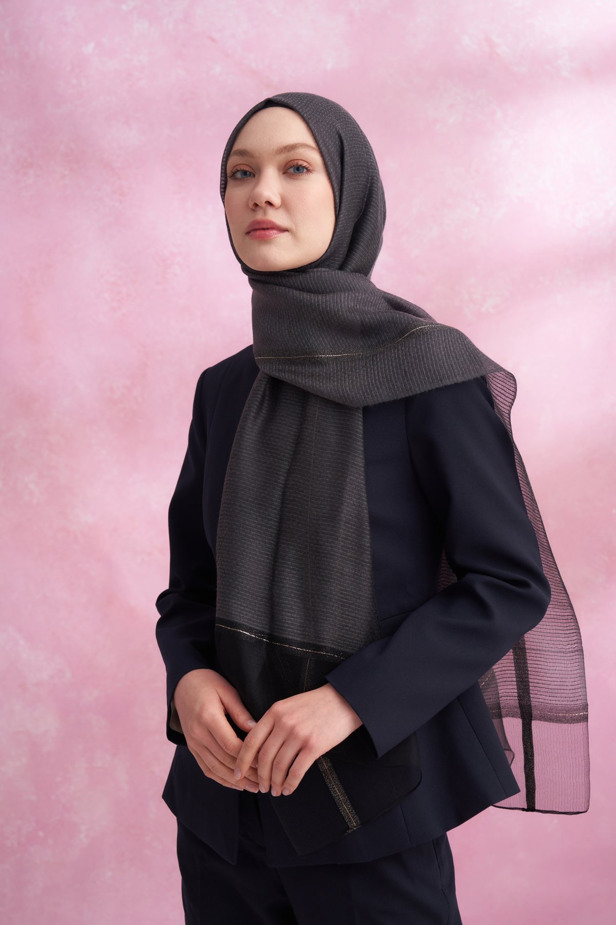 İPEKLİ PEONY ŞAL - FÜME