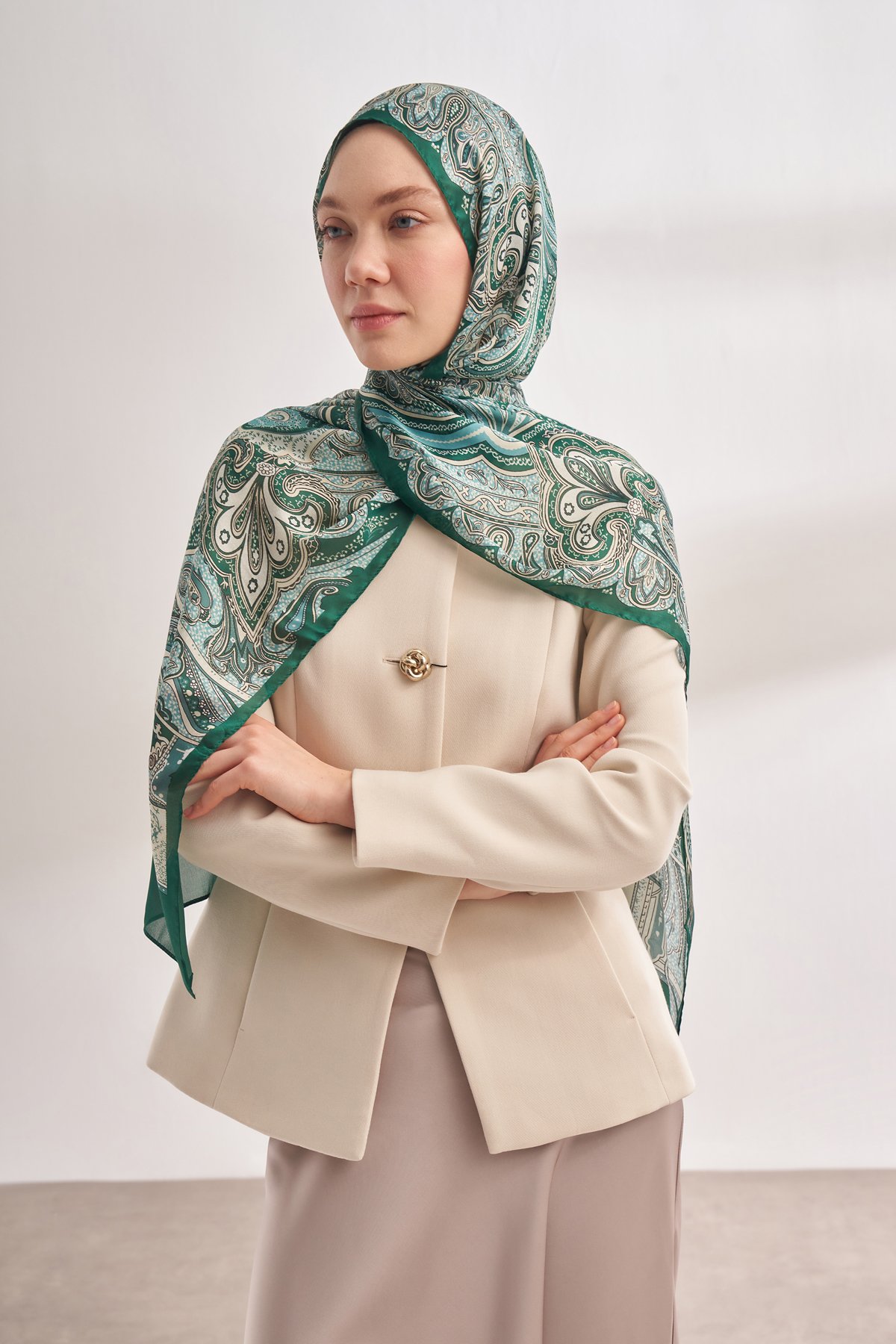 İTHAL VUAL BOHEMIAN DESEN ŞAL - ZÜMRÜT