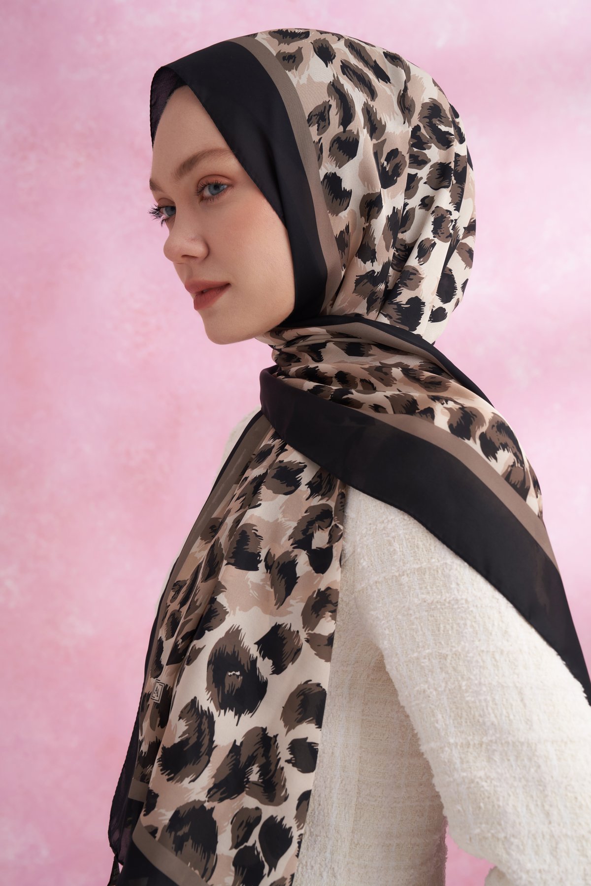 LEOPAR VUAL MULTI DESEN ŞAL - SİYAH - VİZON