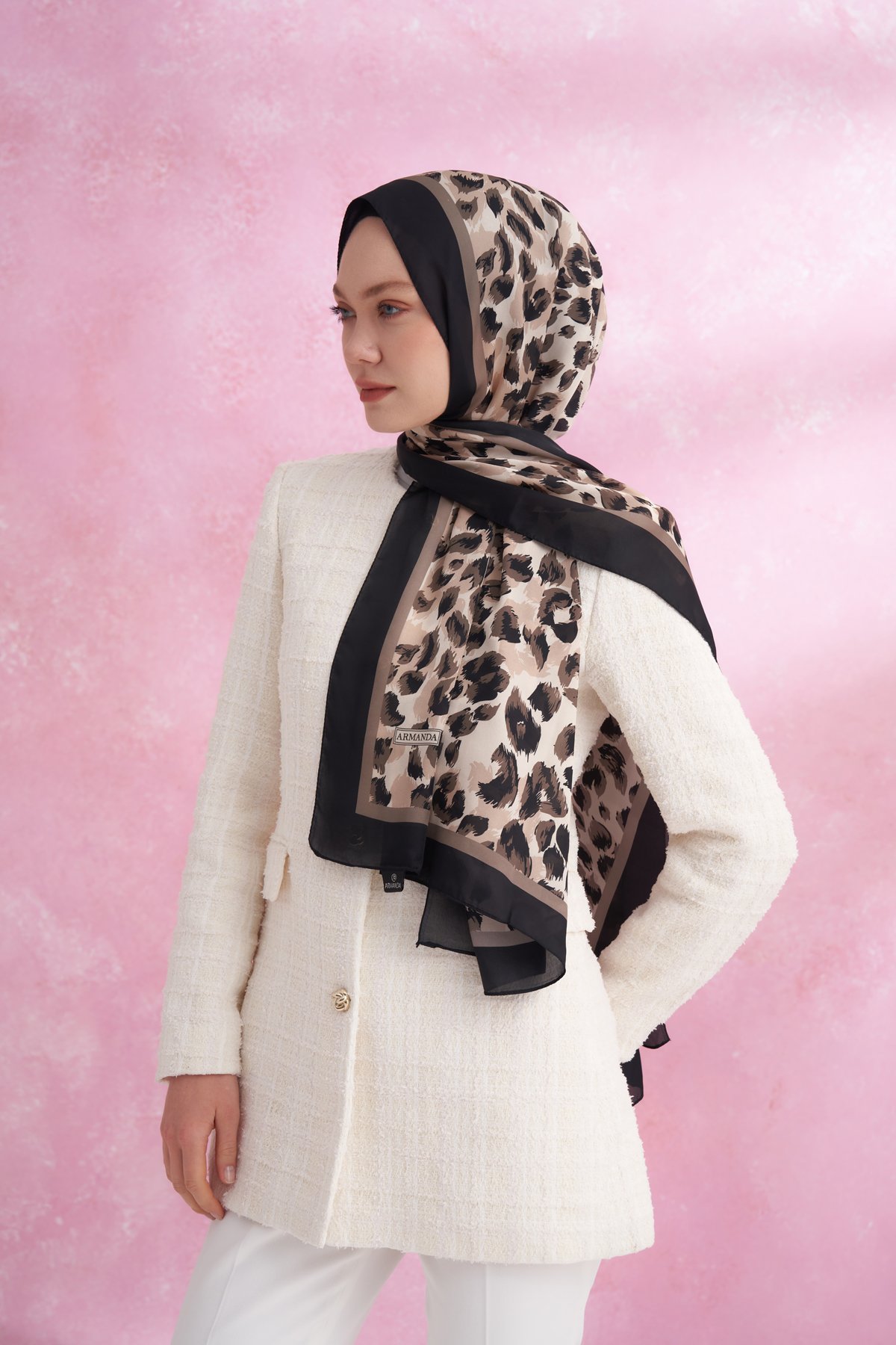 LEOPAR VUAL MULTI DESEN ŞAL - SİYAH - VİZON
