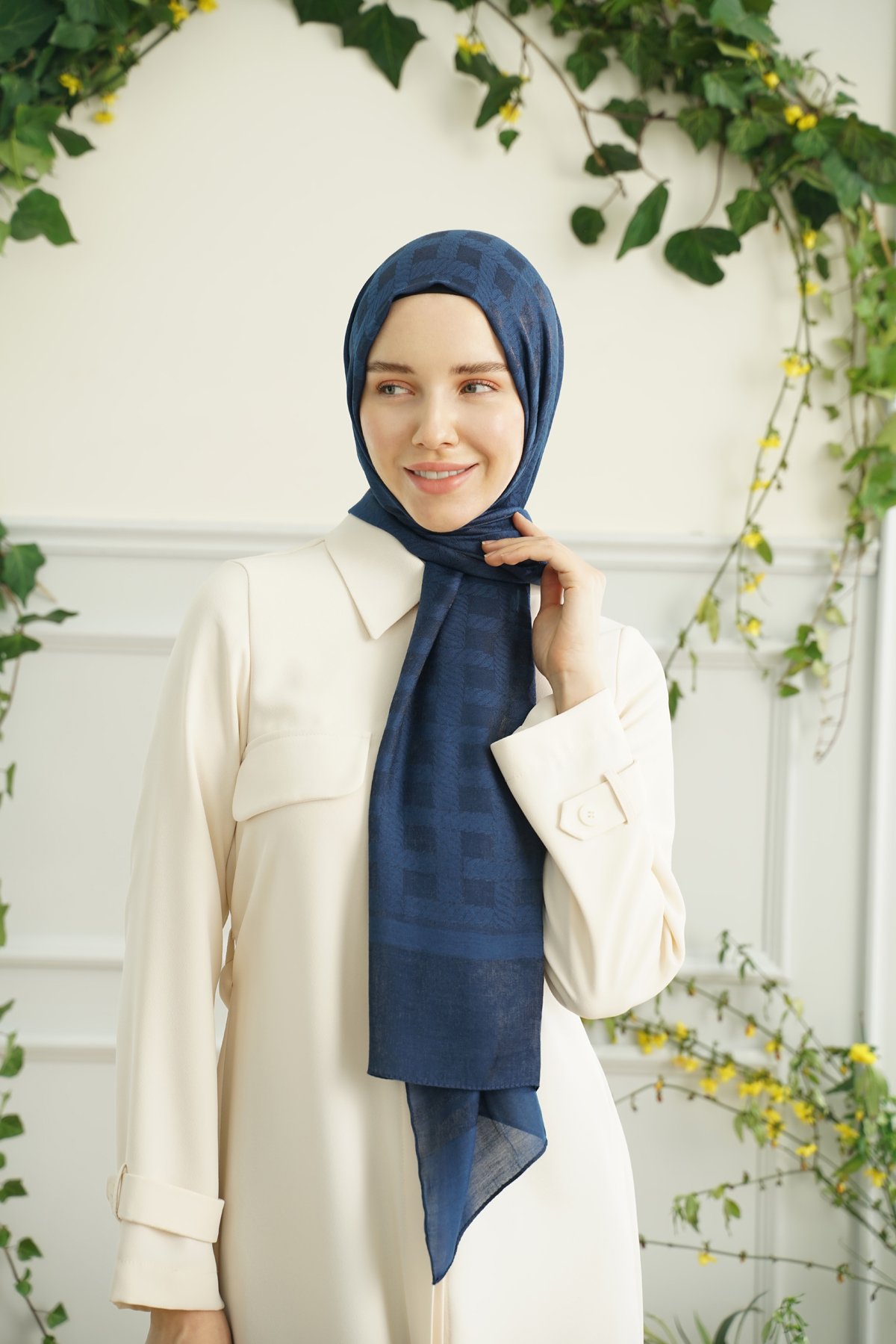 ZİNCİR DESEN ŞAL - LACİVERT