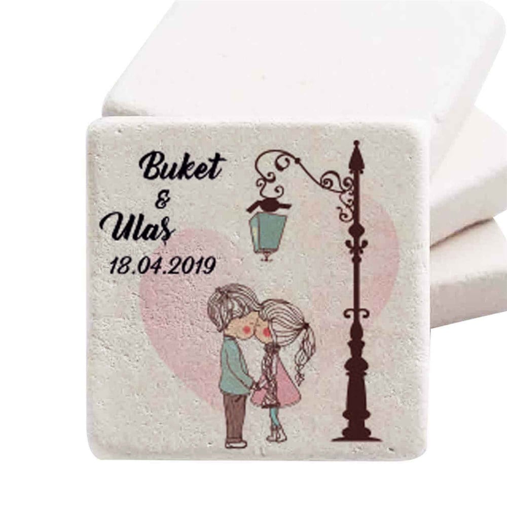 İsim Baskılı Doğal Taş Magnet Evlilik Teklifi