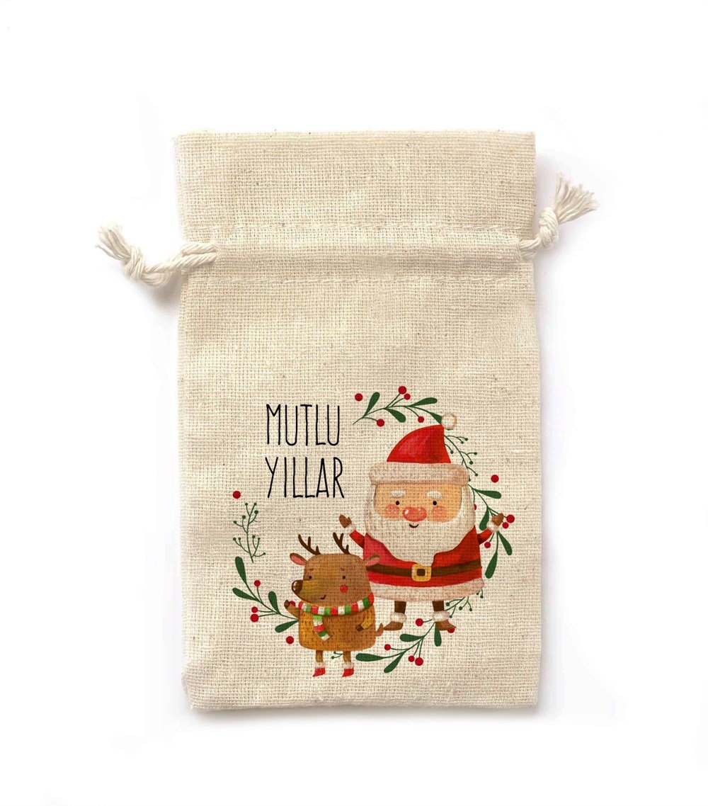 Yılbaşı Hediyesi Ham Bez Lavanta Kesesi Mutlu Yıllar Noel Baba 