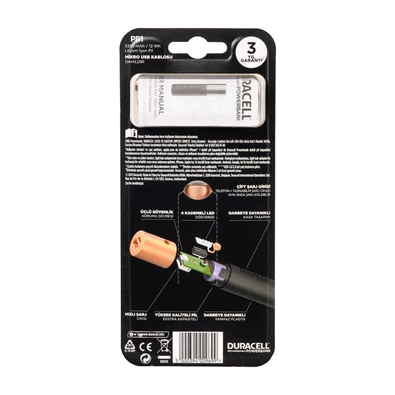Duracell Powerbank 3350 mAh 24 Saat