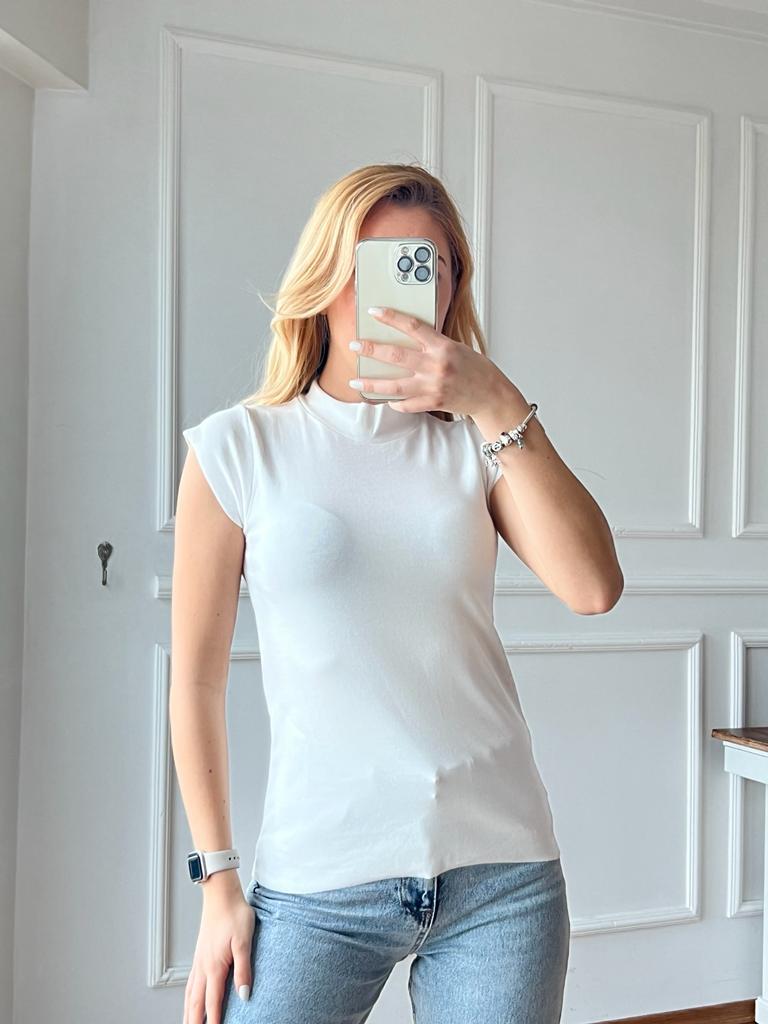 Balıkçı Yaka Tshirt 5073X Beyaz