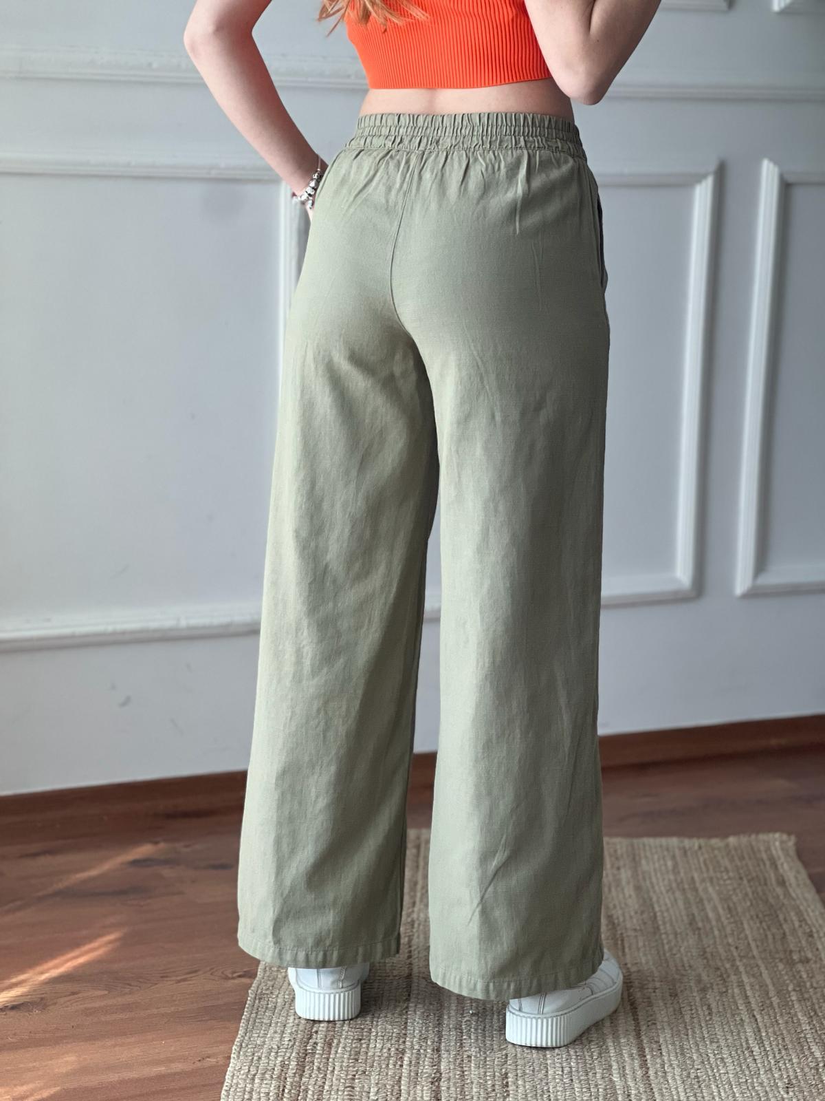 Beli Lastikli Palazzo Pantolon 5219 Haki