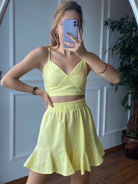 Crop Etek Takım 3993 Sarı