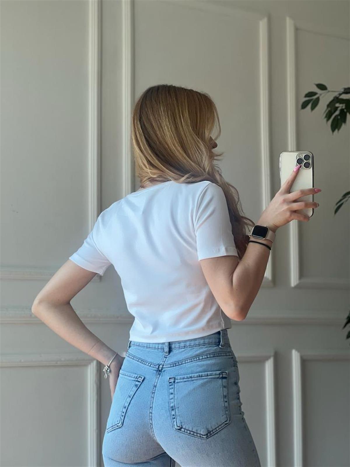 Crop Tshirt 30124 Beyaz