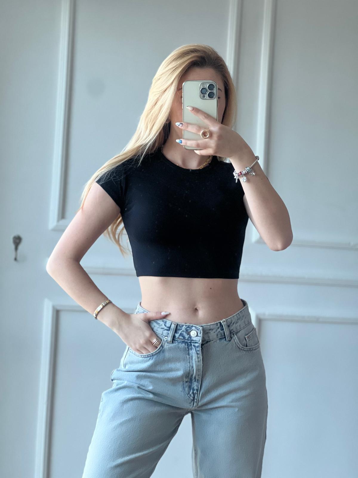 Crop Tshirt 30936 Siyah