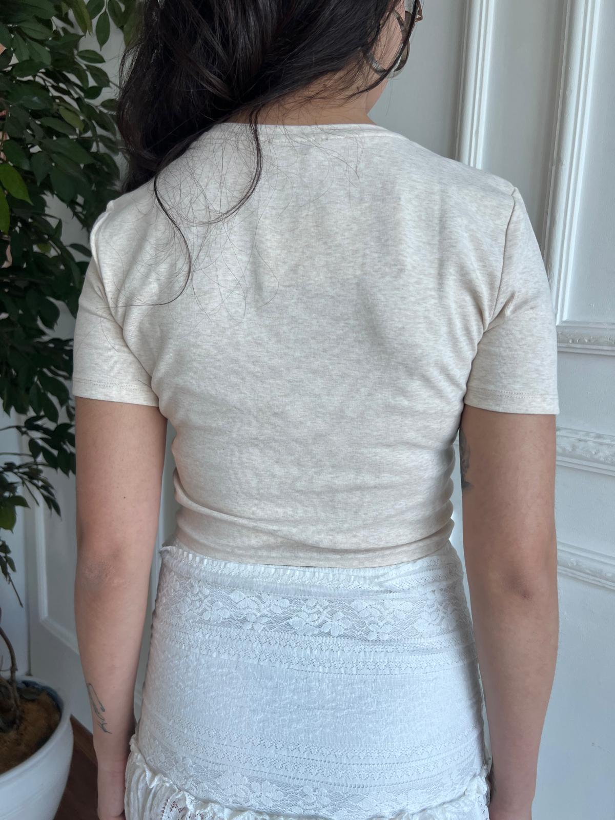 Crop Tshirt 30995 Bej