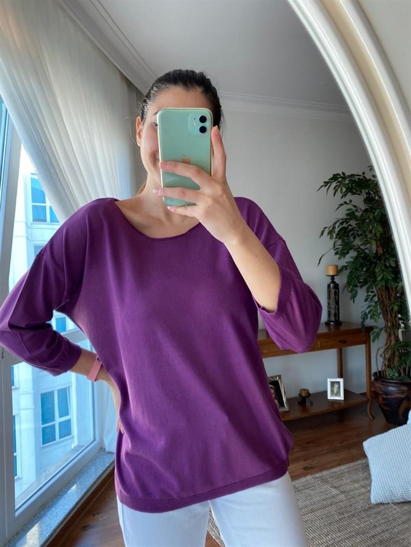 Fakir Kol Bisiklet Yaka Bluz 1303 Mor