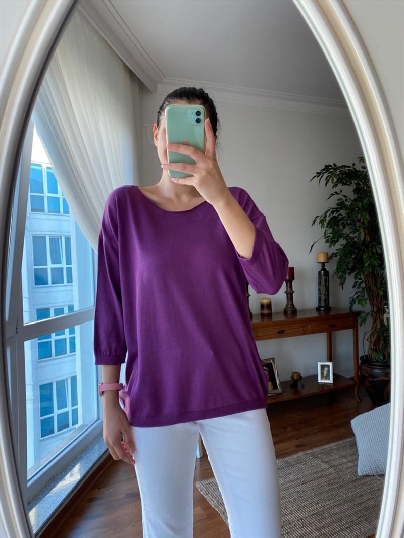 Fakir Kol Bisiklet Yaka Bluz 1303 Mor