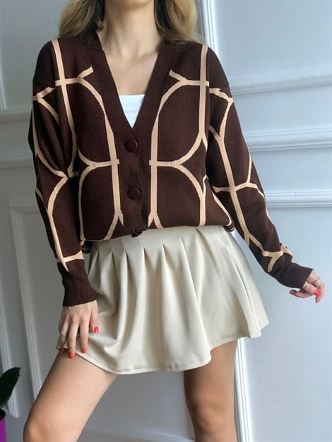 Jagarlı 5 Düğmeli Hırka 5655 Koyu Kahve