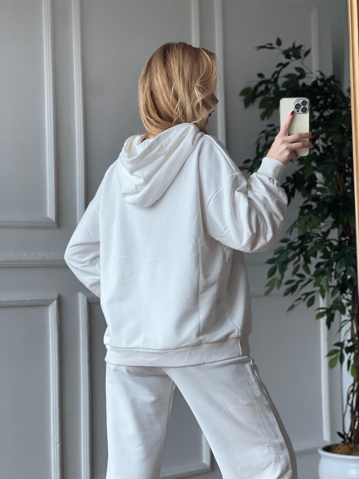 Kapşon Detaylı Sweatshirt 17723 Beyaz