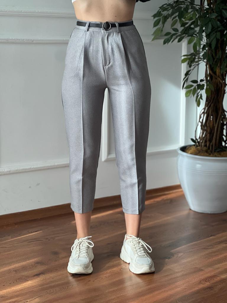 Kemerli Pantolon 70651 Gri