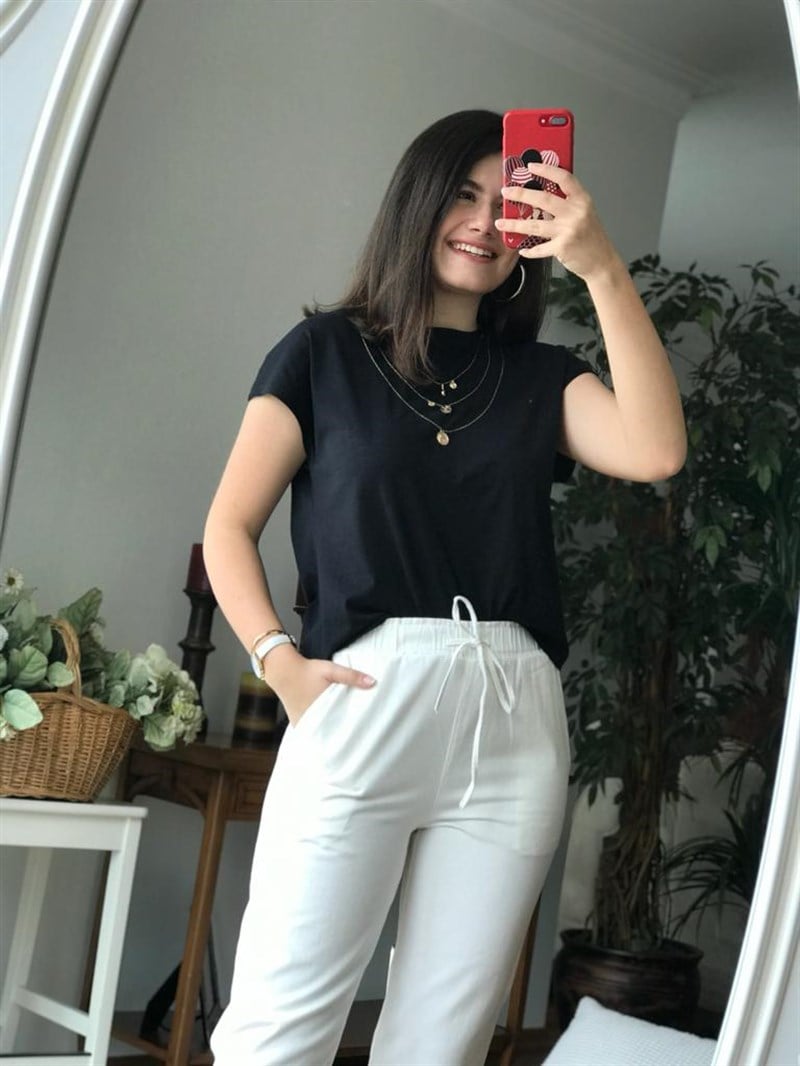 Kolye Detay Tshirt 18712 Siyah
