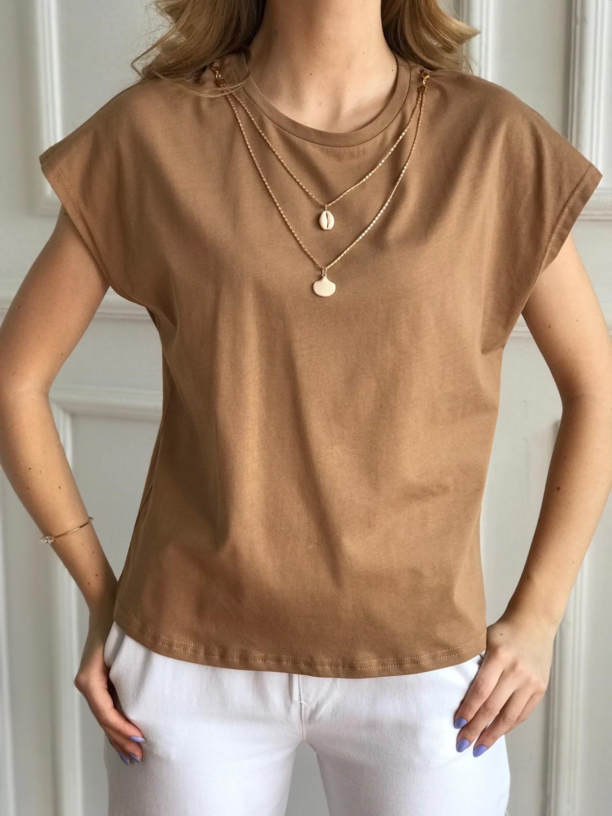 Kolyeli Tshirt 19120 Kahverengi