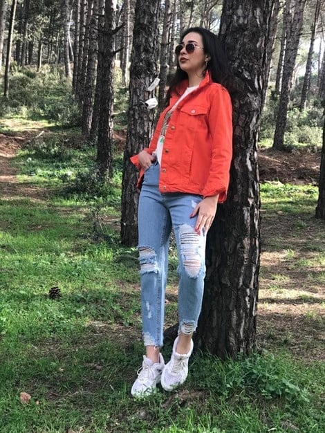 Lazerli Paçası Püsküllü Mom Jean 1031 Mavi