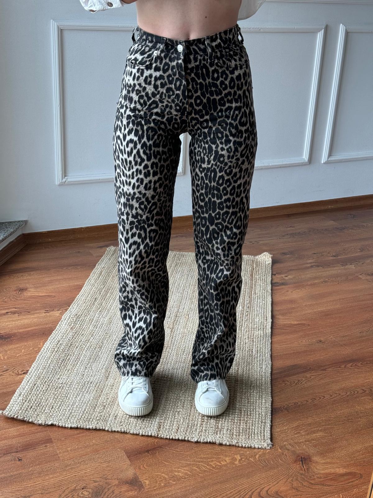 Leopar Desen Palazzo Pantolon 11032 Bej