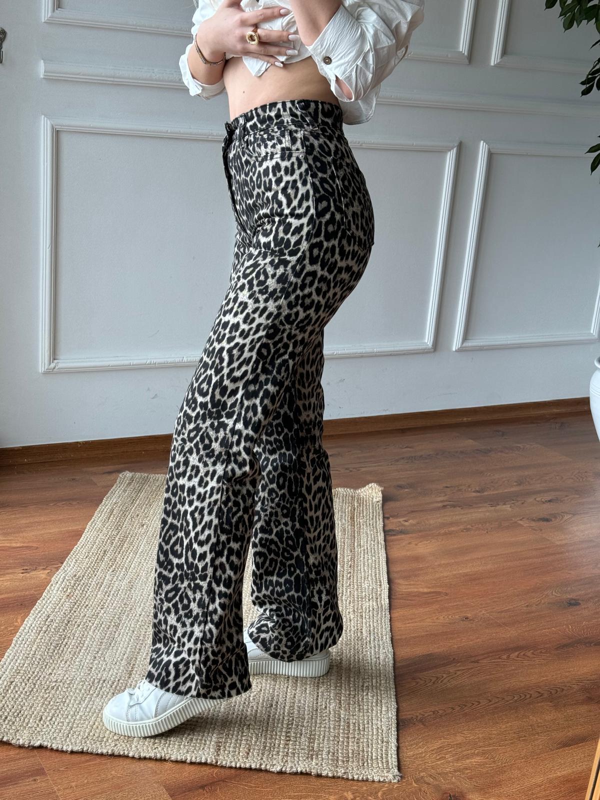 Leopar Desen Palazzo Pantolon 11032 Bej