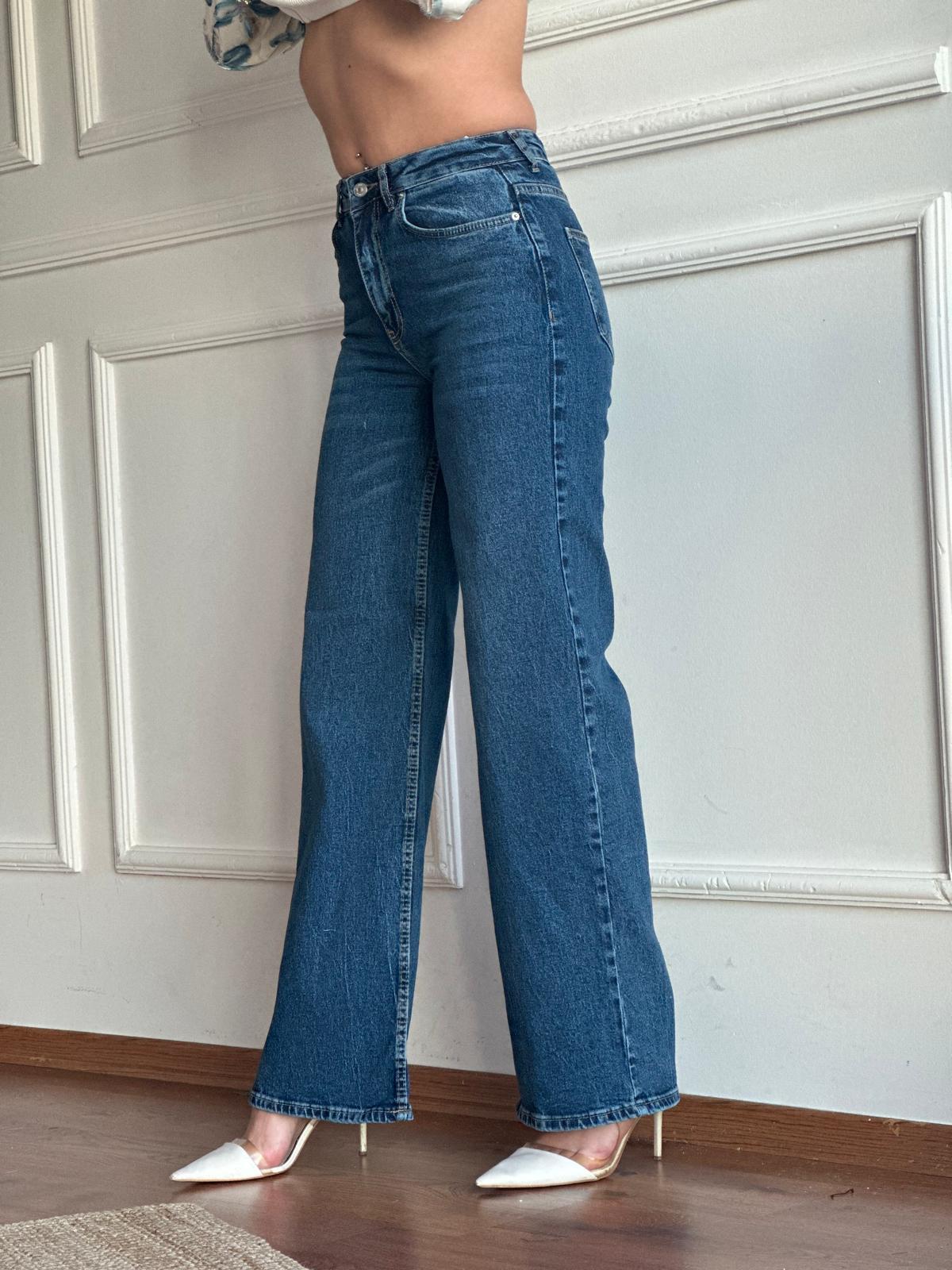 Likralı Geniş Paça Pantolon 71750 Mavi