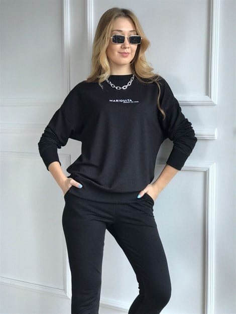 Mariquita Baskılı Sweat Siyah