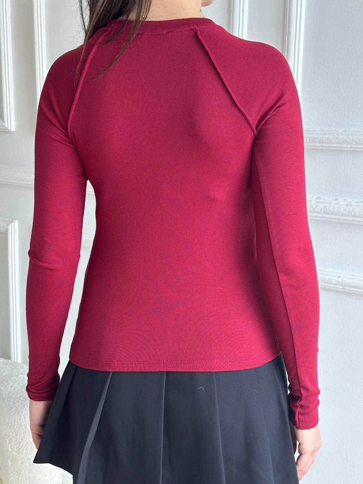 Omuzu Dikişli Bluz 16486 Bordo