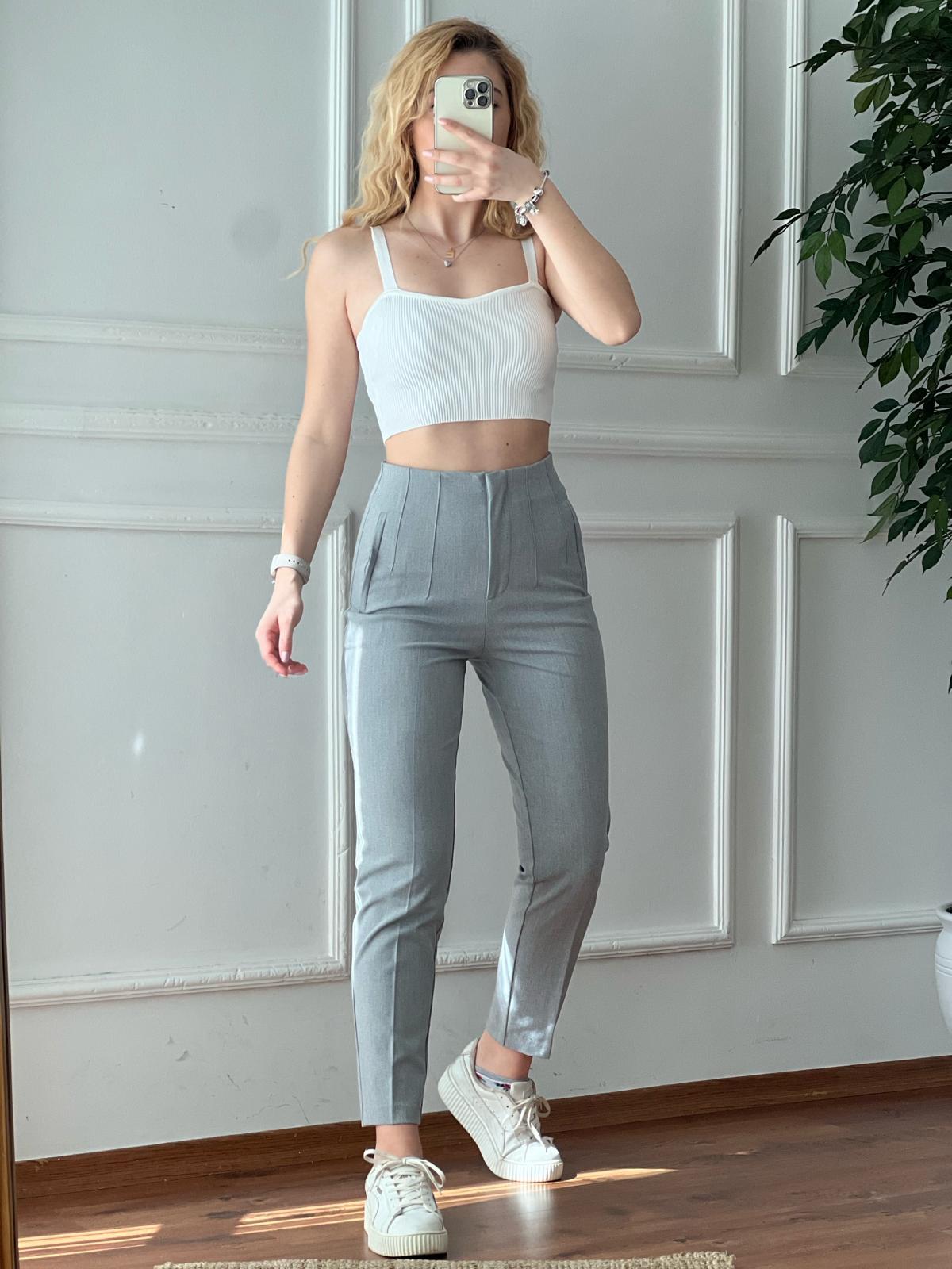 Önü Flotalı Pantolon 5113 Gri